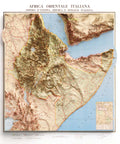 1937 Eastern Africa shaded relief topographic map print with 3D effect fine art wall decor. VizCart from Vizart.