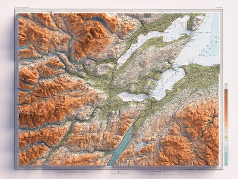 Inverness (Scotland, UK), Topographic map - 1912, 2D printed shaded relief map with 3D effect of a 1912 topographic map of Inverness (Scotland, UK). Shop our beautiful fine art printed maps on supreme Cotton paper. Vintage maps digitally restored and enhanced with a 3D effect., VizCart from Vizart