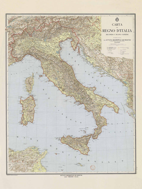 1922 Italy restored vintage topographic map reprinted on fine art paper. VizCart from VizArt.