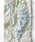 Mt Blanc (France, Italy, Switzerland), Topographic map - 1946, 2D printed shaded relief map with 3D effect of a 1946 topographic map of Mont Blanc. Shop our beautiful fine art printed maps on supreme Cotton paper. Vintage maps digitally restored and enhanced with a 3D effect. VizCart from Vizart