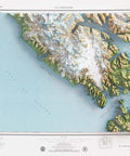 1979 Mount Fairweather (Alaska, USA) shaded relief map print with 3D effect fine art wall decor. VizCart from Vizart