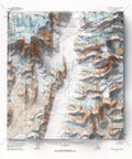 Mt Foraker (Alaska, USA), Topographic map - 1963, 2D printed shaded relief map with 3D effect of a 1963 topographic map of Mt Foraker (Alaska, USA). Shop our beautiful fine art printed maps on supreme Cotton paper. Vintage maps digitally restored and enhanced with a 3D effect. VizCart from Vizart