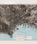 Naples (Italy), City map - 1943, 2D printed shaded relief map with 3D effect of a 1943 city map of Naples. Shop our beautiful fine art printed maps on supreme Cotton paper. Vintage maps digitally restored and enhanced with a 3D effect. VizCart from Vizart