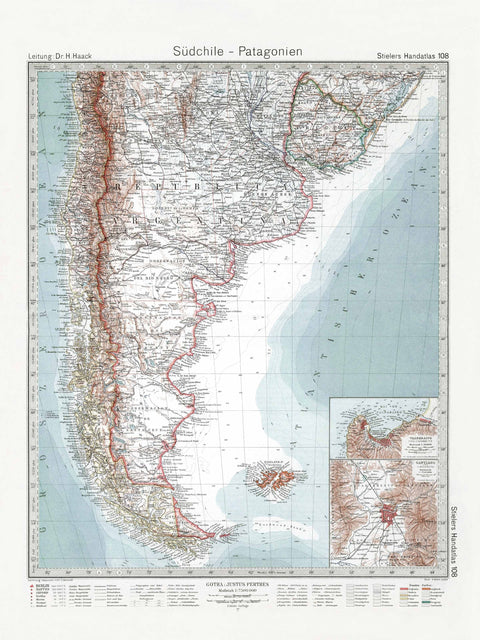 1925 Patagonia restored vintage topographic map reprinted on fine art paper. VizCart from VizArt.