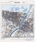1944 Pescara (Italy) restored vintage city map reprinted on fine art paper. Vizcart from Vizart