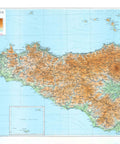 1943 Sicily (Italy) restored vintage topographic map reprinted on fine art paper. VizCart from VizArt.
