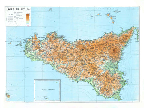 1943 Sicily (Italy) restored vintage topographic map reprinted on fine art paper. VizCart from VizArt.