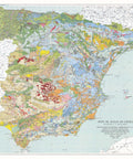 1966 Spanish peninsula and Baleares restored vintage soil map reprinted on fine art paper. VizCart from VizArt.