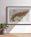 1900 Alps shaded relief map print with 3D effect fine art wall decor. VizCart from Vizart.