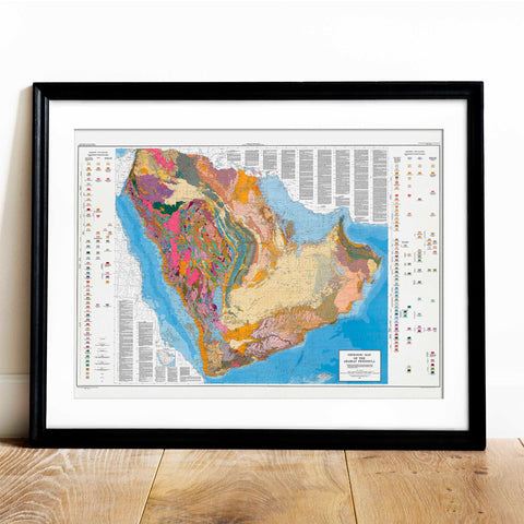 1963 Arabian Peninsula restored vintage geological map reprinted on fine art paper. VizCart from VizArt.