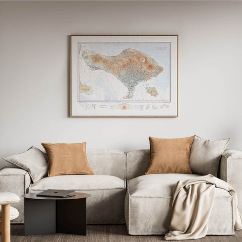 1935 Bali (Indonesia) restored vintage topographic map reprinted on fine art paper. VizCart from VizArt.