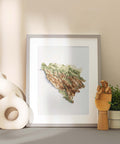 Bosnia and Herzegovina, Elevation tint - Geo, 2D printed shaded relief map with 3D effect of Abruzzo (Italy) with geo hypsometric tint. Shop our beautiful fine art printed maps on supreme Cotton paper. Vintage maps digitally restored and enhanced with a 3D effect. VizCart from Vizart