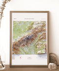 Denali National Park (Alaska, USA), Topographic map - 1986, 2D printed shaded relief map with 3D effect of a 1986 topographic map of Denali National Park (Alaska, USA). Shop our beautiful fine art printed maps on supreme Cotton paper. Vintage maps digitally restored and enhanced with a 3D effect. VizCart from Vizart