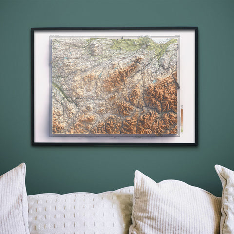 Edinburgh (Scotland, UK), Topographic map - 1912, 2D printed shaded relief map with 3D effect of a 1912 topographic map of Edinburgh (Scotland, UK). Shop our beautiful fine art printed maps on supreme Cotton paper. Vintage maps digitally restored and enhanced with a 3D effect. VizCart from Vizart