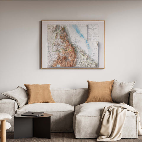 1912 Eritrea shaded relief map print with 3D effect fine art wall decor. VizCart from Vizart.