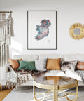 Ireland shaded relief elevation tint map (IRID) print with 3D effect fine art wall decor. VizCart from Vizart.