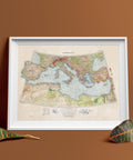 1937 Mediterranean Sea restored vintage topographic map reprinted on fine art paper. VizCart from VizArt.