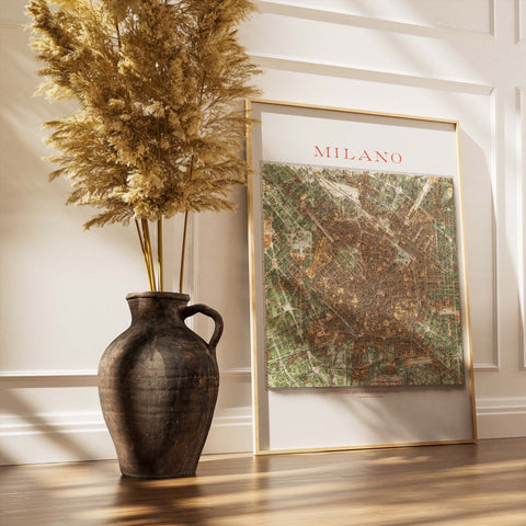 1910 Milan (Italy) restored vintage city map reprinted on fine art paper. Vizcart from Vizart 