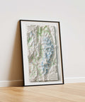 Mt Blanc (France, Italy, Switzerland), Topographic map - 1946, 2D printed shaded relief map with 3D effect of a 1946 topographic map of Mont Blanc. Shop our beautiful fine art printed maps on supreme Cotton paper. Vintage maps digitally restored and enhanced with a 3D effect. VizCart from Vizart