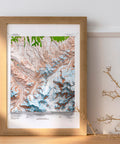 Mt Denali (Alaska, USA), Topographic map - 1964, 2D printed shaded relief map with 3D effect of a 1964 topographic map of Mt Denali (Alaska, USA). Shop our beautiful fine art printed maps on supreme Cotton paper. Vintage maps digitally restored and enhanced with a 3D effect. VizCart from Vizart