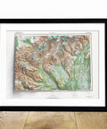 1973 Mount Foraker (Alaska, USA) shaded relief map print with 3D effect fine art wall decor. VizCart from Vizart