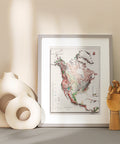 1911 North America shaded relief map print with 3D effect fine art wall decor. VizCart from Vizart.