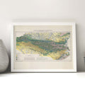 1891 Pyrenees (France, Spain) restored vintage geological map reprinted on fine art paper. Vizcart from Vizart