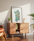 Sardinia (Italy) spectral shaded relief elevation map printed on fine art paper wall decor