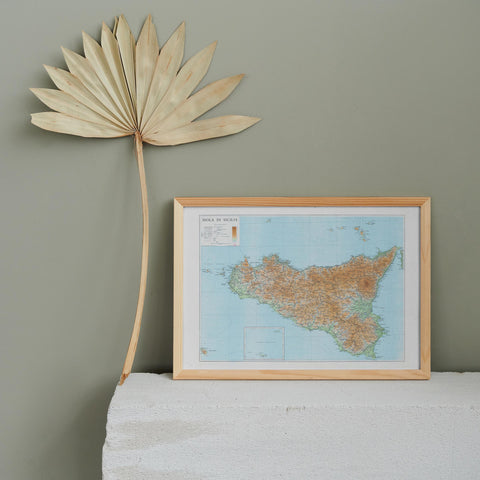 1943 Sicily (Italy) restored vintage topographic map reprinted on fine art paper. VizCart from VizArt.