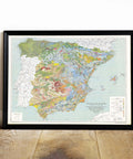 1966 Spanish peninsula and Baleares restored vintage soil map reprinted on fine art paper. VizCart from VizArt.