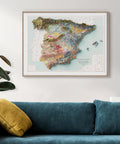 Spanish peninsula and Baleares (Spain), Soil map - 1966, 2D printed shaded relief map with 3D effect of a 1966 soil map of Spain peninsula and Baleares. Shop our beautiful fine art printed maps on supreme Cotton paper. Vintage maps digitally restored and enhanced with a 3D effect., VizCart from Vizart
