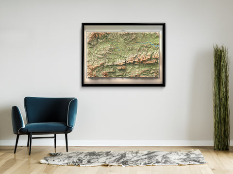 Surrey (England, UK), Topographic map - 1942, 2D printed shaded relief map with 3D effect of a 1942 topographic map of Surrey (UK). Shop our beautiful fine art printed maps on supreme Cotton paper. Vintage maps digitally restored and enhanced with a 3D effect., VizCart from Vizart