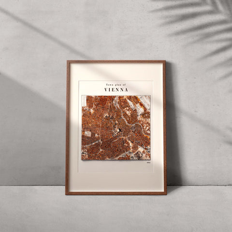 Vienna (Austria), 1934 city shaded relief map with 3D effect created by VizArt. Enjoy free shipping on VizCart.
