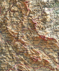 Abruzzo and Molise (Italy), Topographic map - 1928, 2D printed shaded relief map with 3D effect of a 1928 topographic map of Abruzzo and Molise (Italy). Shop our beautiful fine art printed maps on supreme Cotton paper. Vintage maps digitally restored and enhanced with a 3D effect. VizCart from Vizart