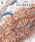 2025 Alps shaded relief map print with 3D effect fine art wall decor. VizCart from Vizart.