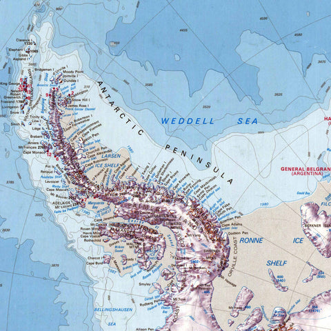 1986 Antarctica restored vintage topographic map reprinted on fine art paper. VizCart from VizArt.