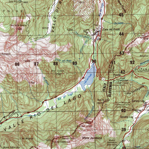 1987 Valley of Soča (Slovenia) restored vintage topographic map reprinted on fine art paper. VizCart from VizArt.