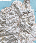 1943 Corsica (France) shaded relief topographic map print with 3D effect fine art wall decor. VizCart from Vizart.