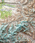 1982 Denali National Park Alaska topographic shaded relief map print with 3D effect fine art wall decor. VizCart from Vizart