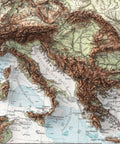 1899 Europe shaded relief topographic map print with 3D effect fine art wall decor. VizCart from Vizart.