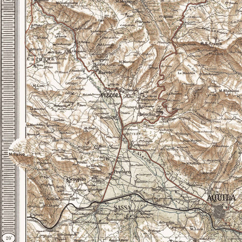 1887 Gran Sasso d'Italia (Italy) restored vintage topographic map reprinted on fine art paper. VizCart from VizArt.