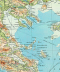 Greece 1922 topographic digitally restored map reprint on fine art paper close up