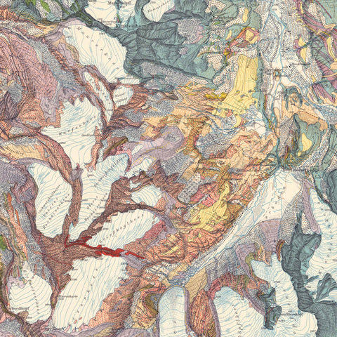 1939 Grossglockner (Austria) restored vintage geological map reprinted on fine art paper. VizCart from VizArt.