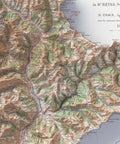 Hautes-Alpes (France) 1909 topographic restored antique shaded relief map print on fine art paper close-up