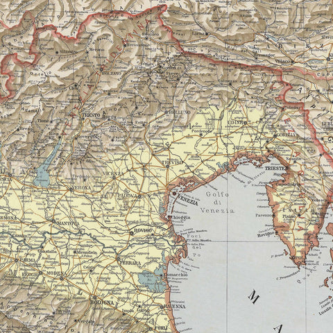 1922 Italy restored vintage topographic map reprinted on fine art paper. VizCart from VizArt.
