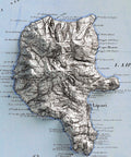 Lipari (Italy), Topographic map - 1873, 2D printed shaded relief map with 3D effect of a 1873 topographic map of Lipari (Italy). Shop our beautiful fine art printed maps on supreme Cotton paper. Vintage maps digitally restored and enhanced with a 3D effect. VizCart from Vizart