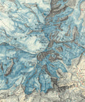1928 Matterhorn and Mount Rosa (Italy) restored vintage topographic map reprinted on fine art paper. VizCart from VizArt.