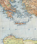 1937 Mediterranean Sea restored vintage topographic map reprinted on fine art paper. VizCart from VizArt.