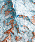 Mt Blackburn (Alaska, USA), Topographic map - 1966, 2D printed shaded relief map with 3D effect of a 1966 topographic map of Mt Blackburn (Alaska, USA). Shop our beautiful fine art printed maps on supreme Cotton paper. Vintage maps digitally restored and enhanced with a 3D effect. VizCart from Vizart