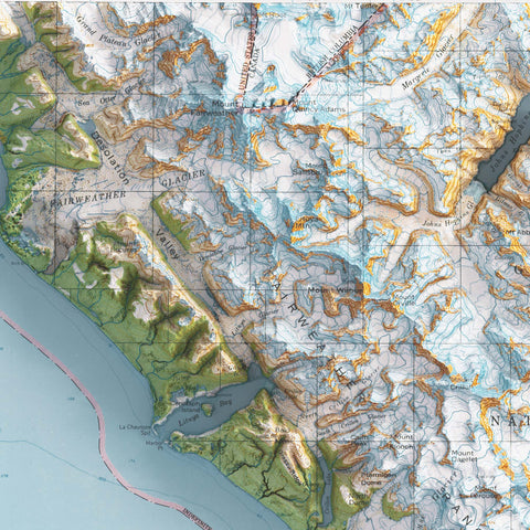 1979 Mount Fairweather (Alaska, USA) shaded relief map print with 3D effect fine art wall decor. VizCart from Vizart